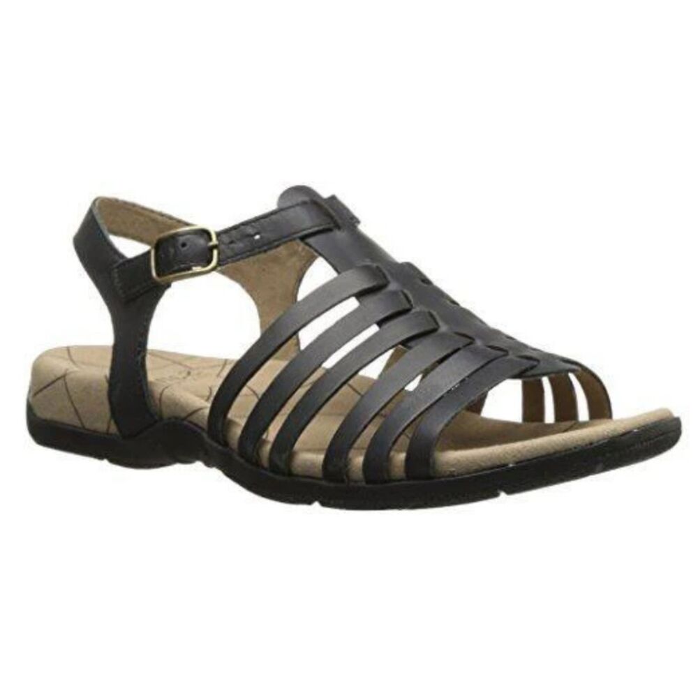 Sanita Cadence Black Leather Platform Sandals Women's Comfortable Shoe 42 (10.5)